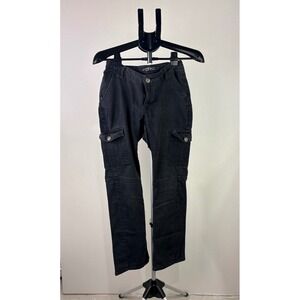 PZI Jeans Womens Black Cargo Pants Mid Rise Straight Leg Stretch Denim Size 4S